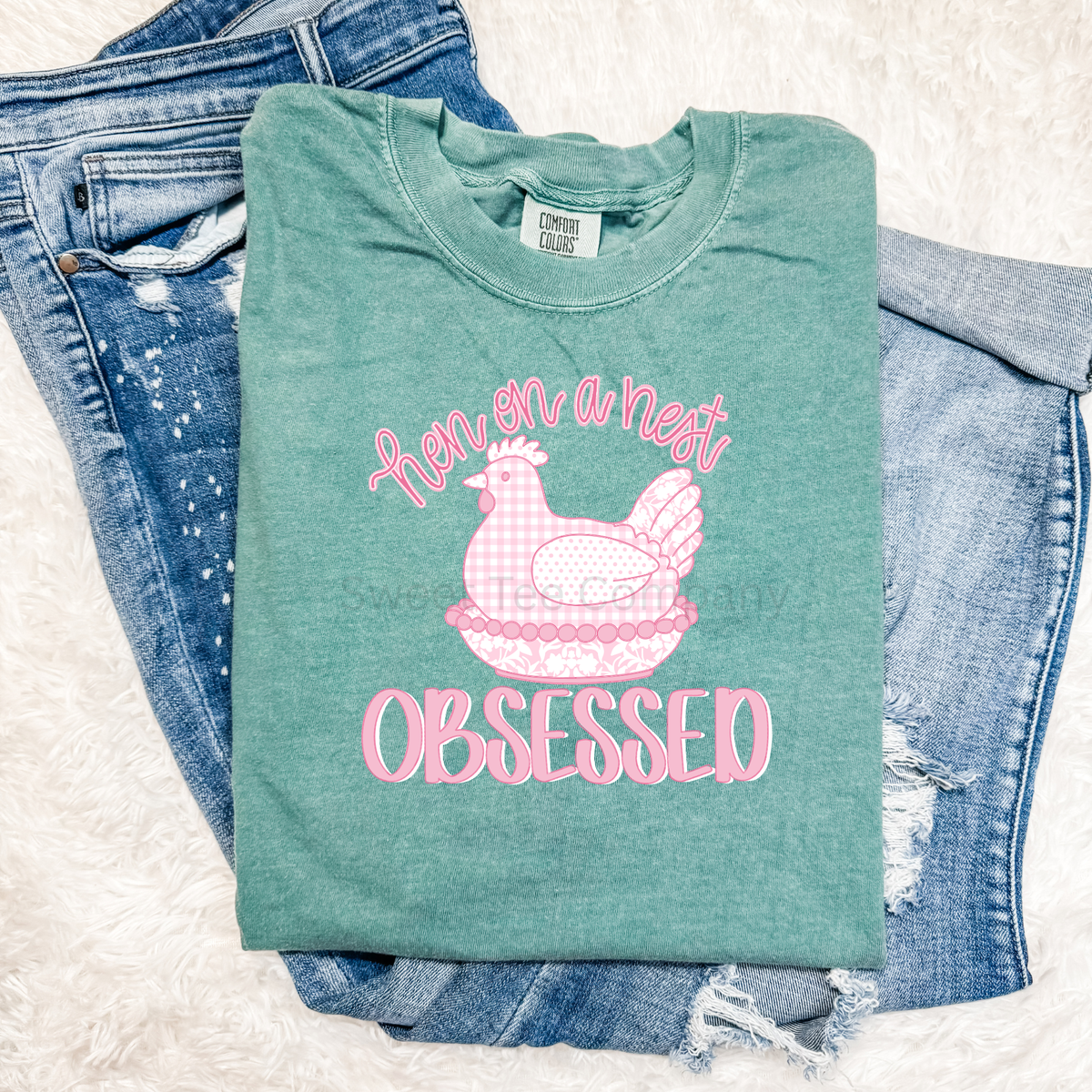Hen on a Nest Obsessed Chicken Lover Graphic Tee