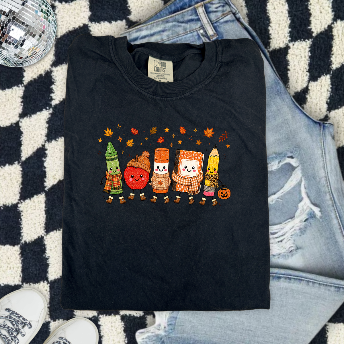 Cute Fall School Supplies Graphic Tee