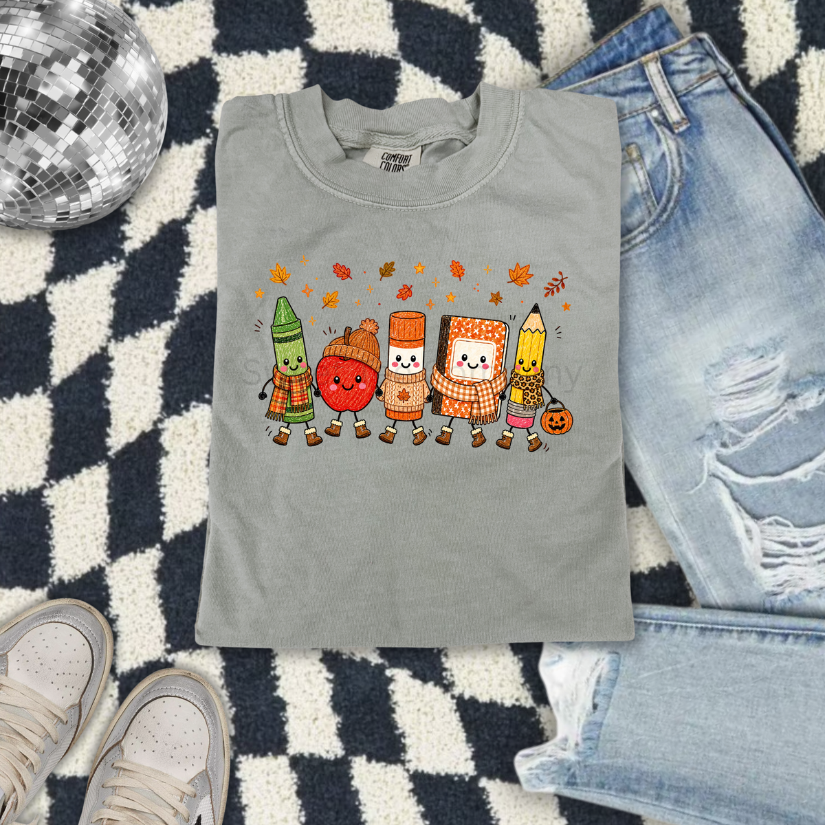 Cute Fall School Supplies Graphic Tee