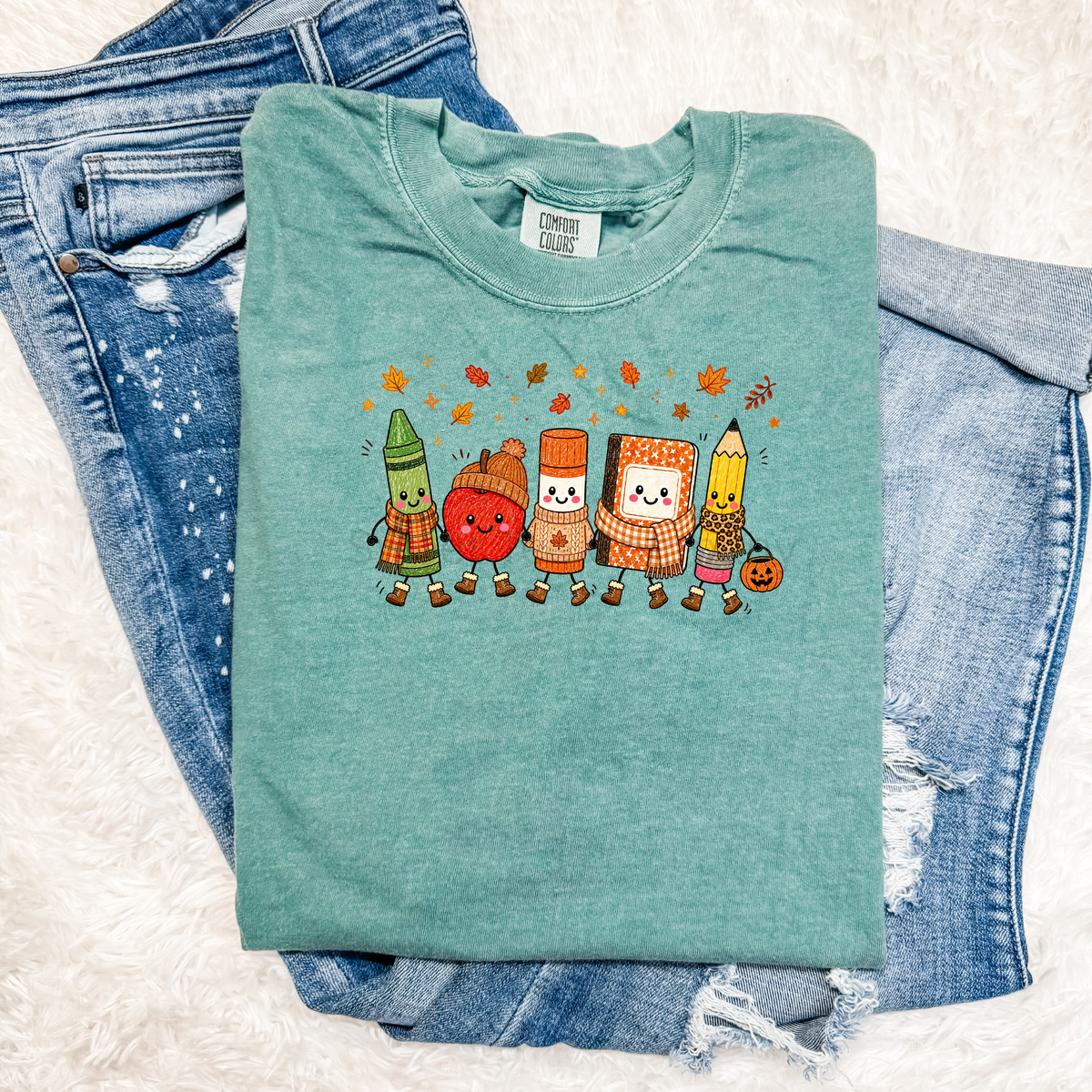 Cute Fall School Supplies Graphic Tee