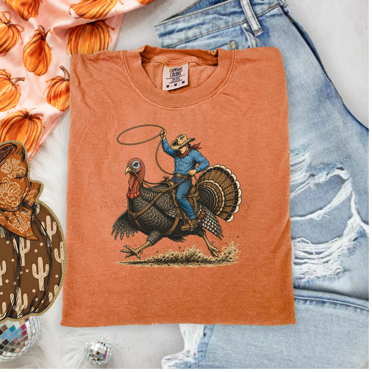 Thanksgiving Turkey Rodeo Graphic Tee