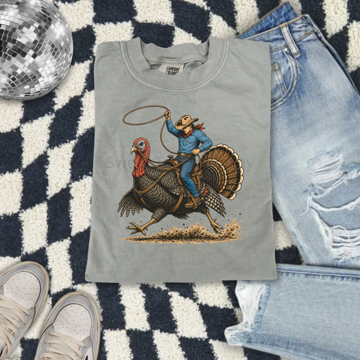 Thanksgiving Turkey Rodeo Graphic Tee