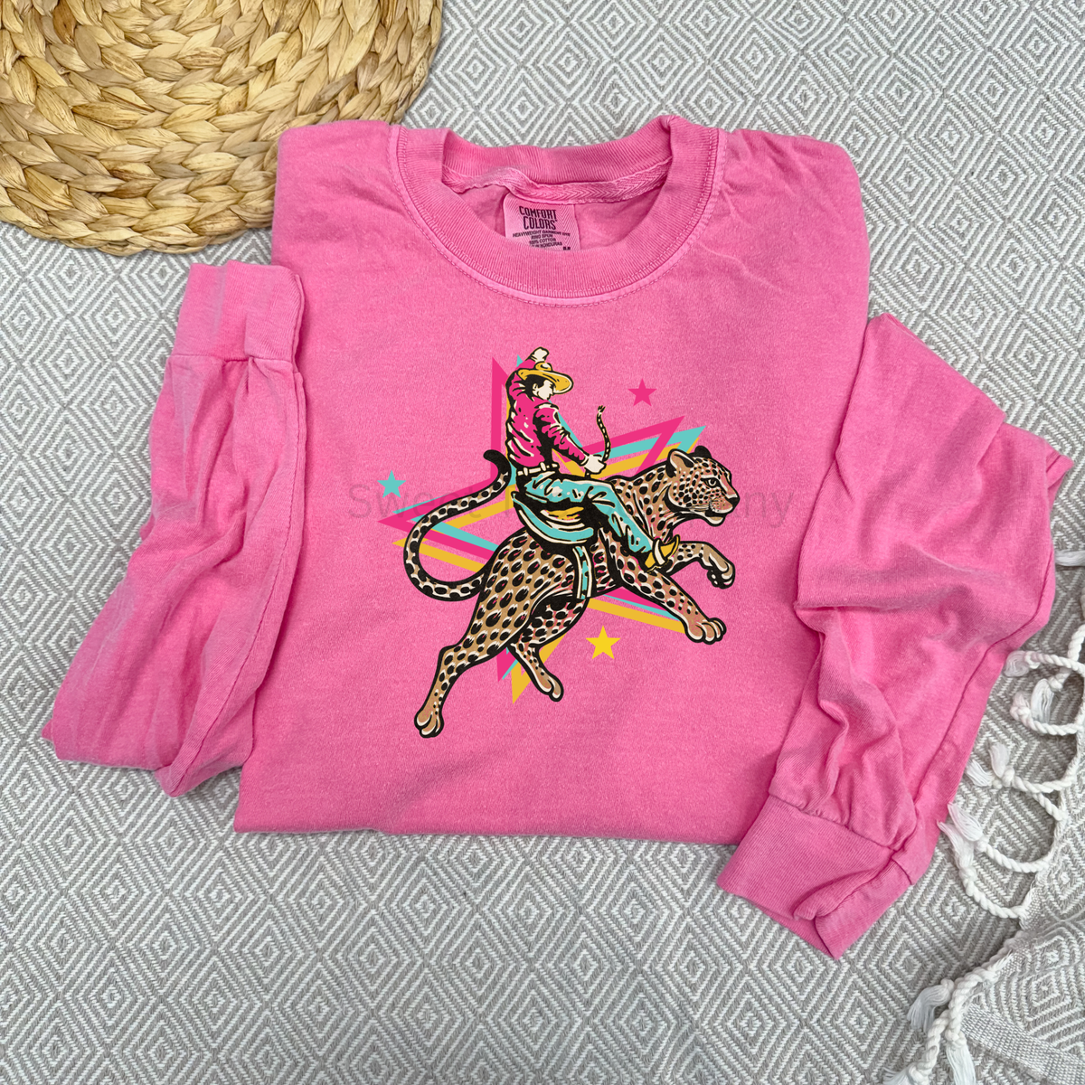 Retro Rodeo Leopard Cowboy Graphic Tee