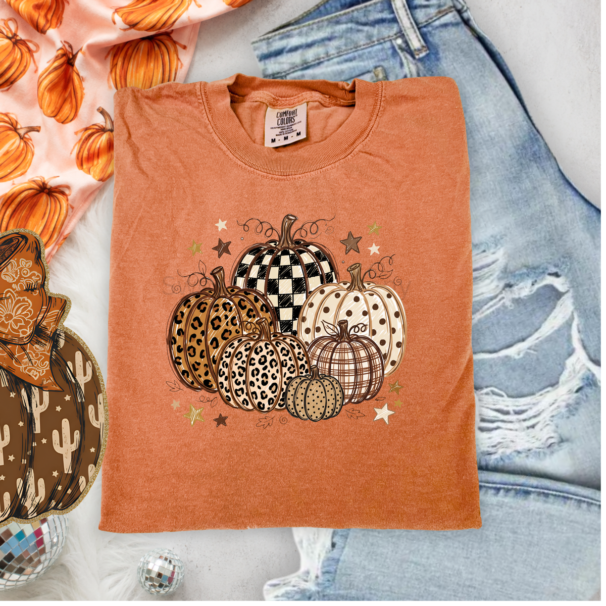 Wild & Cozy Patterned Pumpkins Fall Graphic Tee