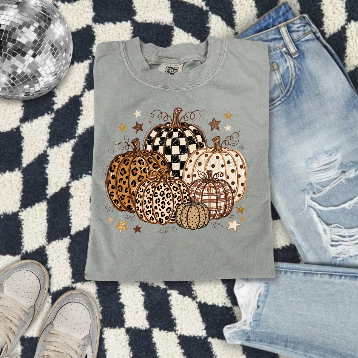 Wild & Cozy Patterned Pumpkins Fall Graphic Tee
