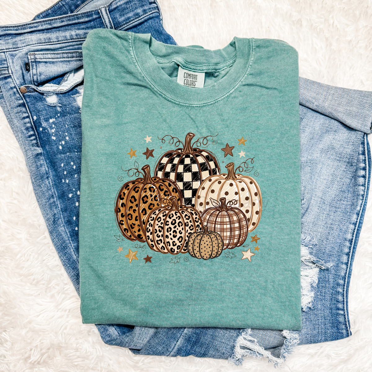 Wild & Cozy Patterned Pumpkins Fall Graphic Tee