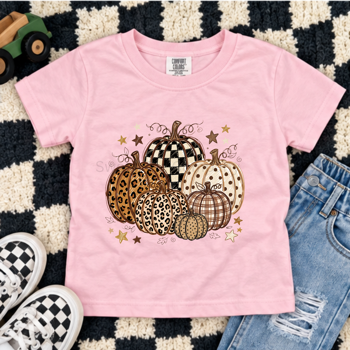 Wild & Cozy Patterned Pumpkins Fall Youth Tee