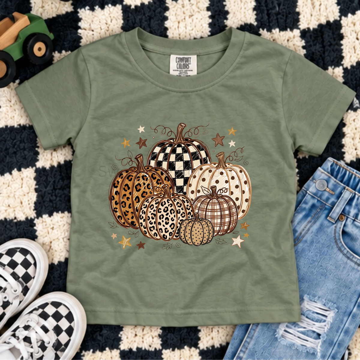 Wild & Cozy Patterned Pumpkins Fall Youth Tee