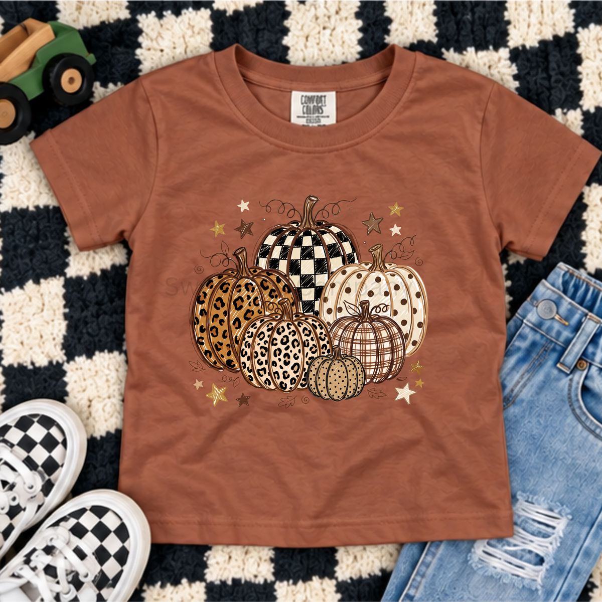 Wild & Cozy Patterned Pumpkins Fall Youth Tee