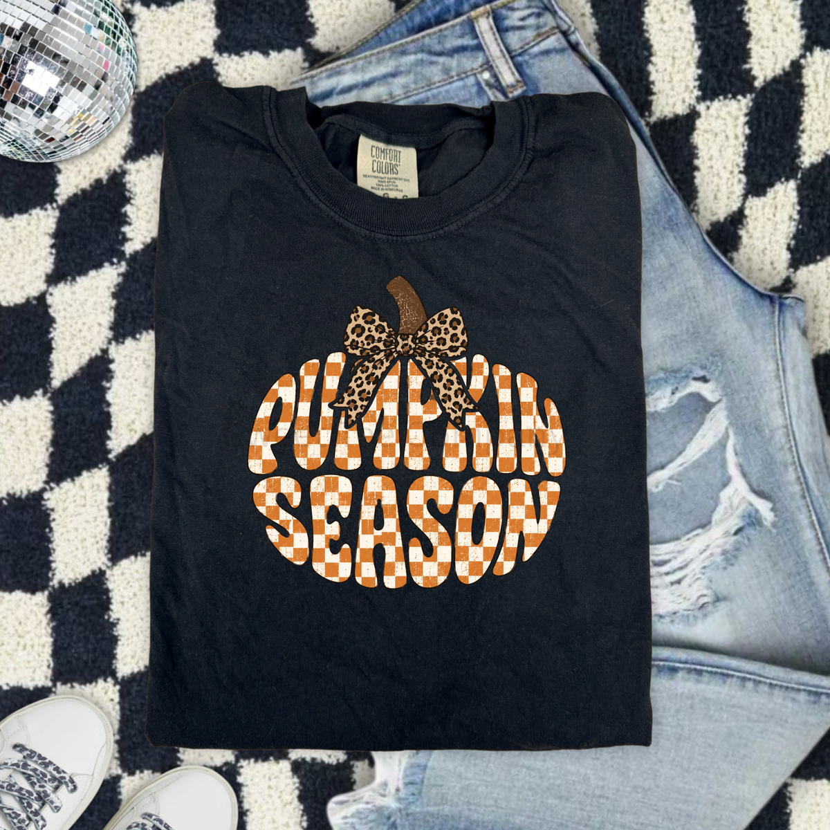 Pumpkin Season Leopard Bow Fall Graphic Tee