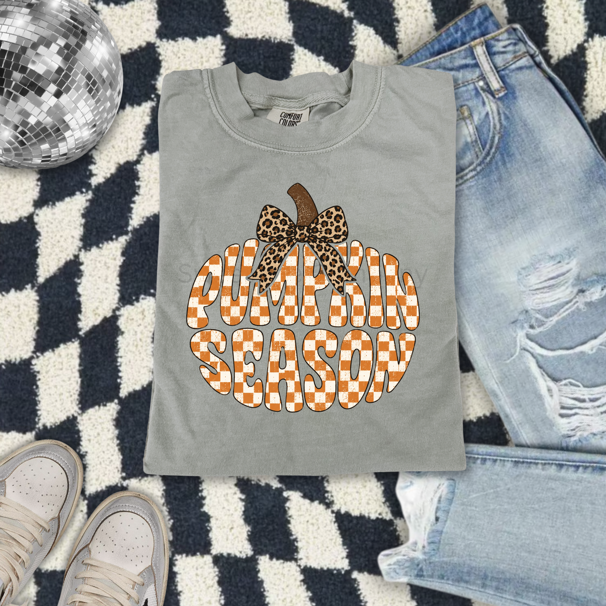 Pumpkin Season Leopard Bow Fall Graphic Tee