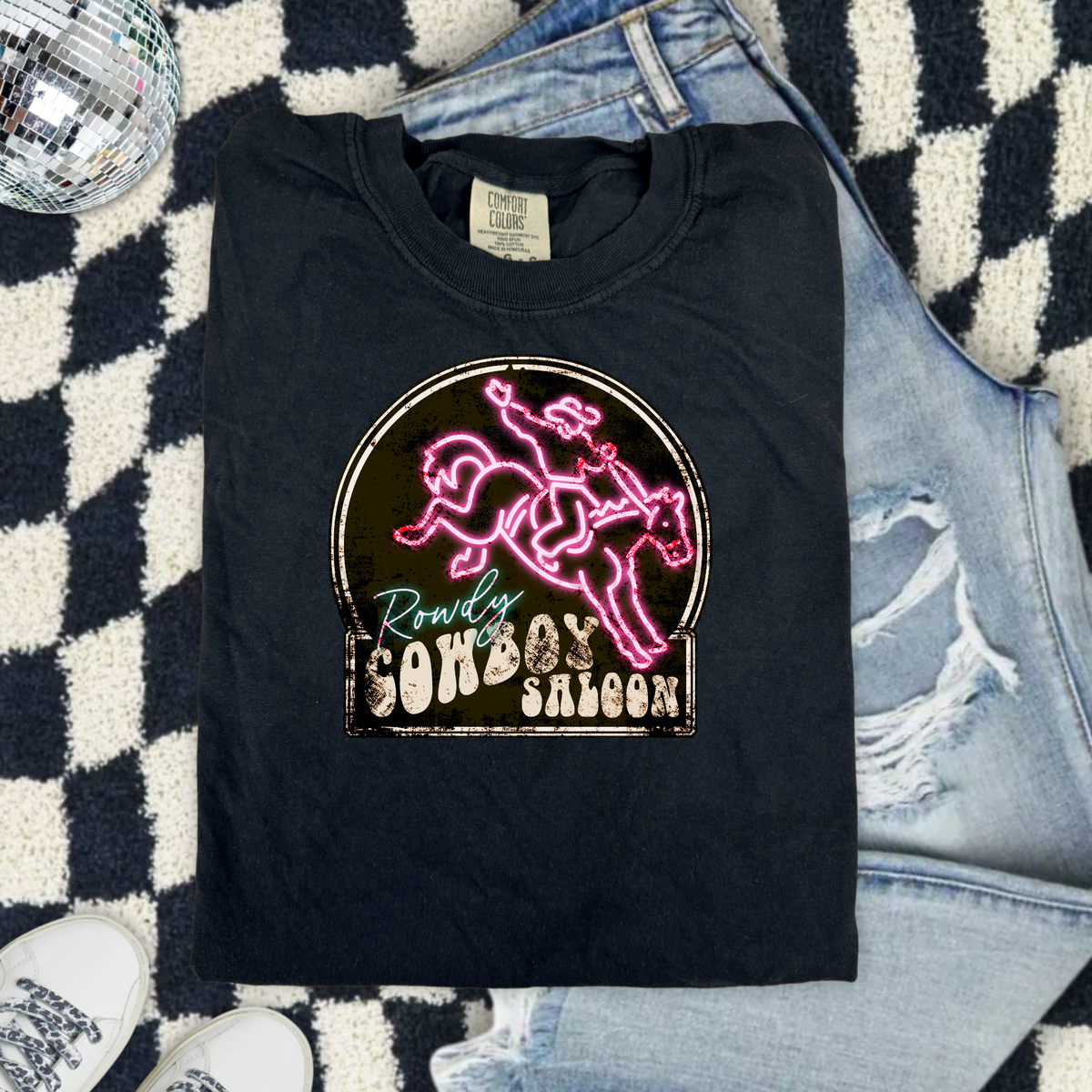 Rowdy Cowboy Season Neon Western Graphic Tee