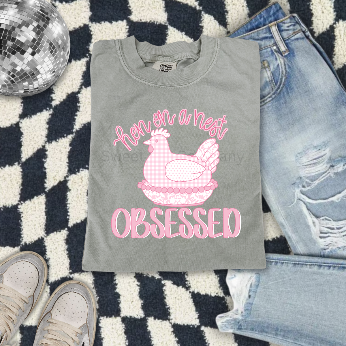 Hen on a Nest Obsessed Chicken Lover Graphic Tee