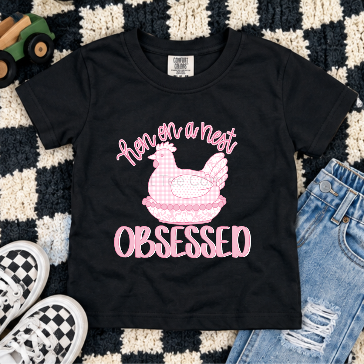 Hen on a Nest Obsessed Chicken Lover Youth Tee