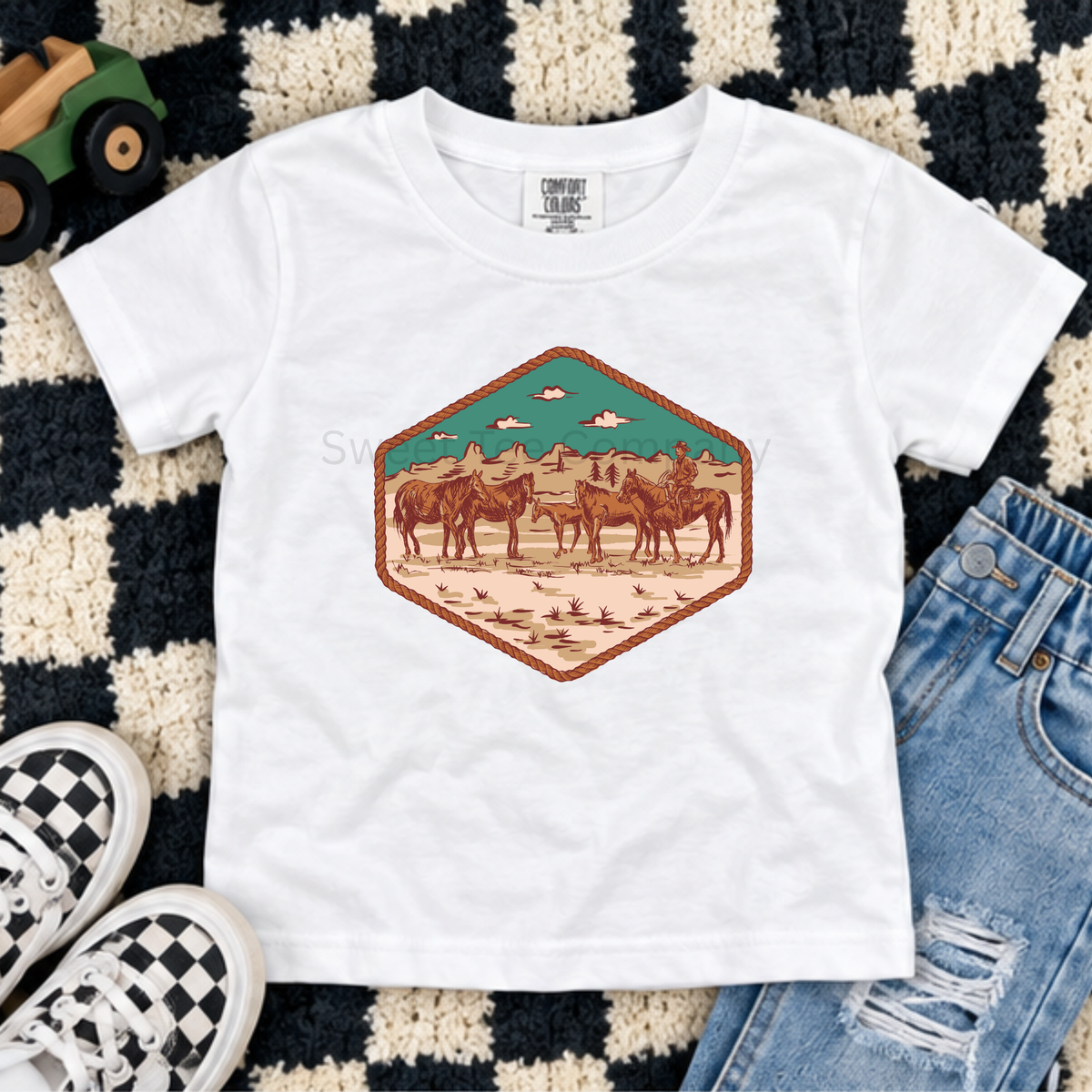 Kids’ Vintage Western Cowboy and Horses Shirt