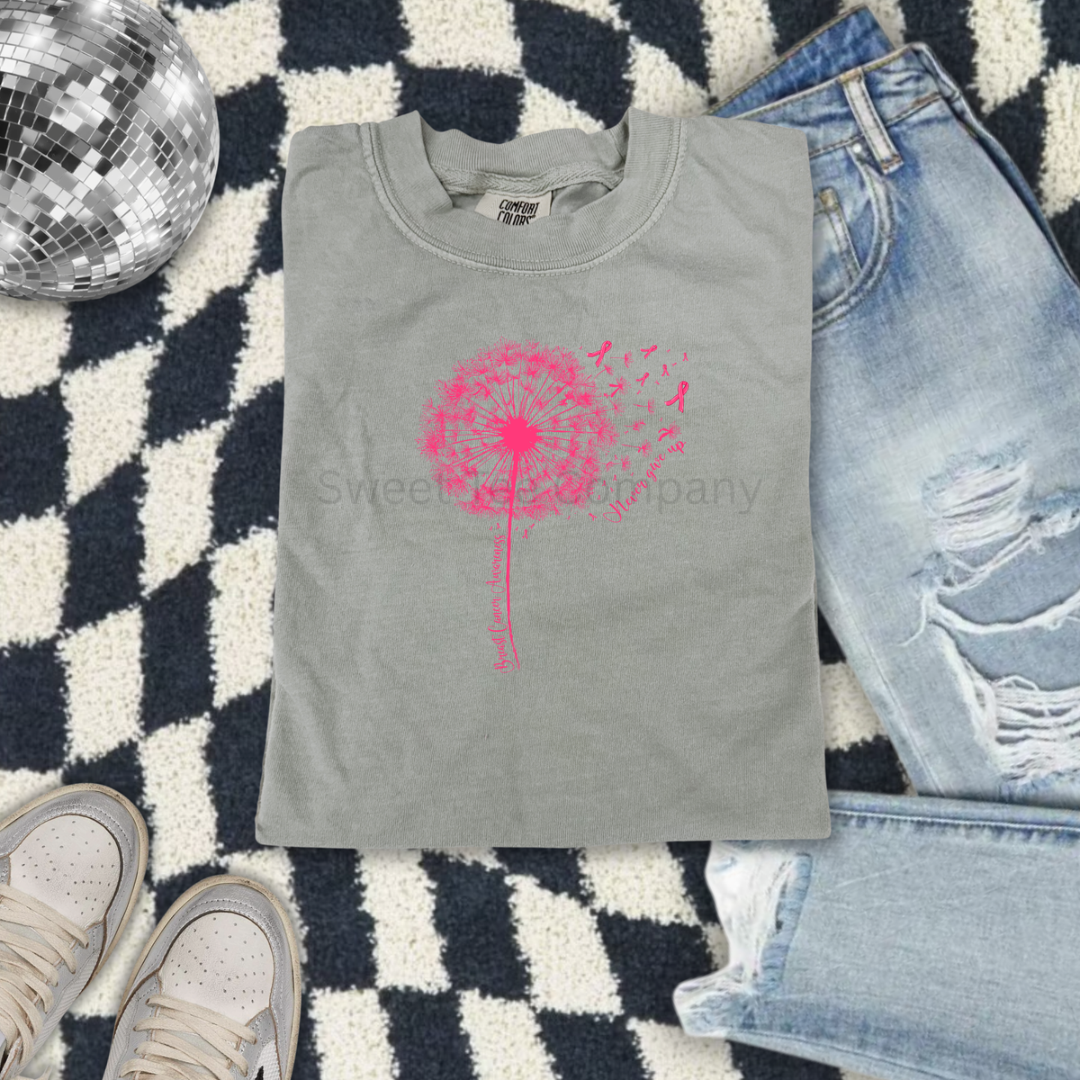Never Give Up Dandelion Breast Cancer Awareness T-Shirt