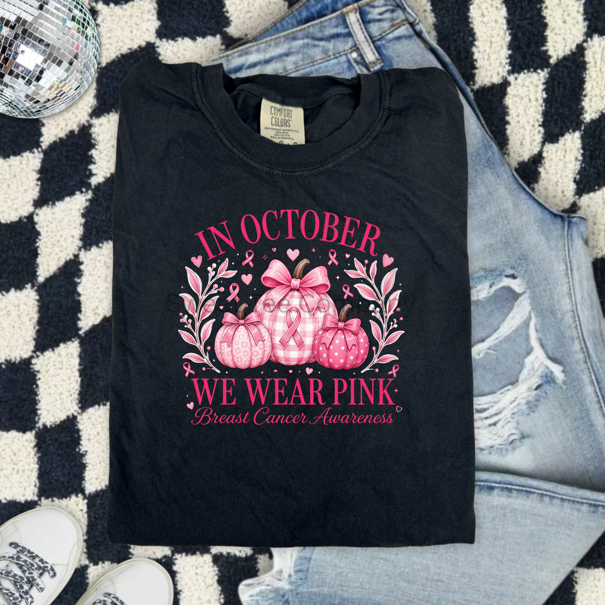 We Wear Pink Bow Pumpkins Breast Cancer Awareness