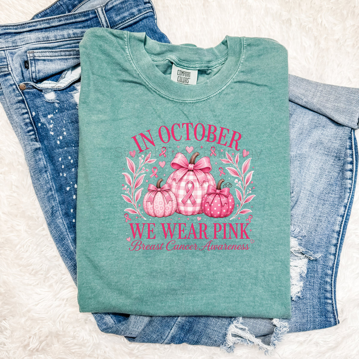 We Wear Pink Bow Pumpkins Breast Cancer Awareness