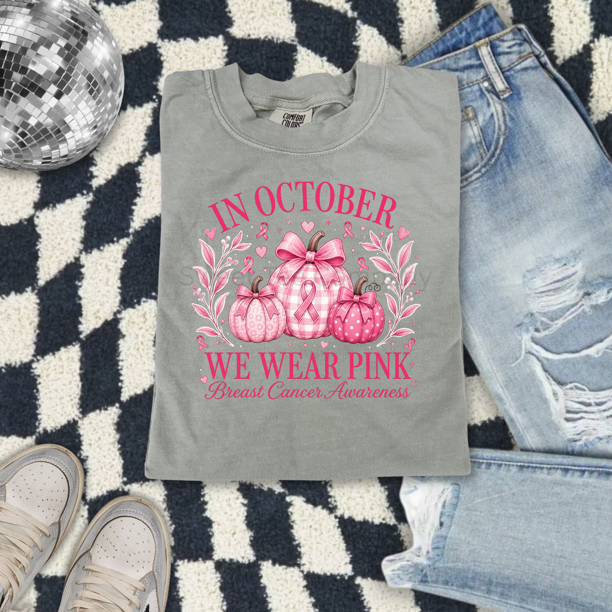 We Wear Pink Bow Pumpkins Breast Cancer Awareness