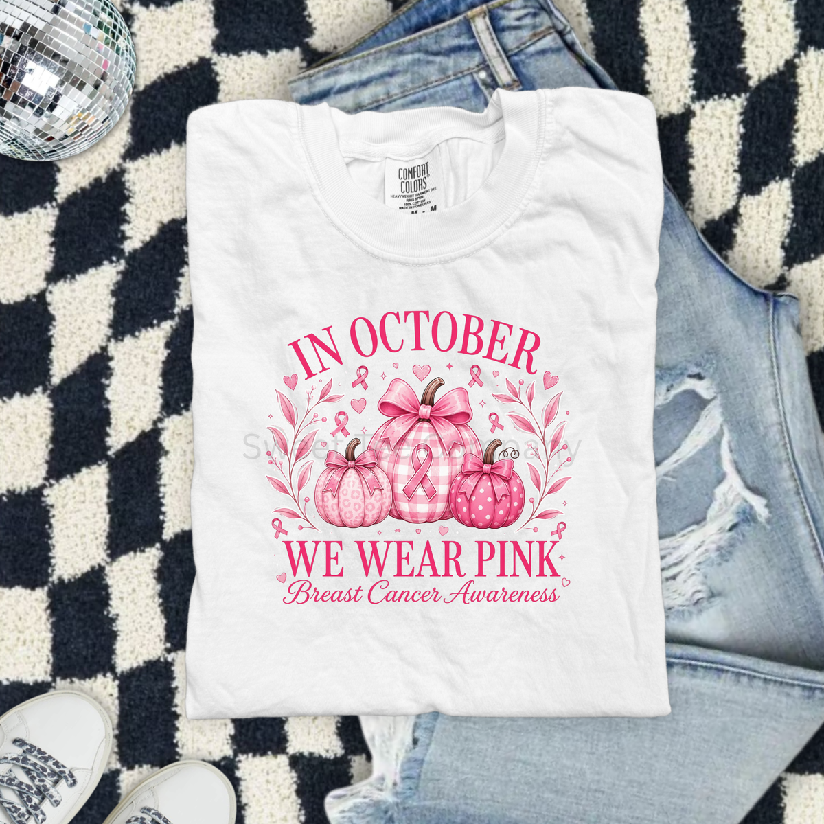 We Wear Pink Bow Pumpkins Breast Cancer Awareness