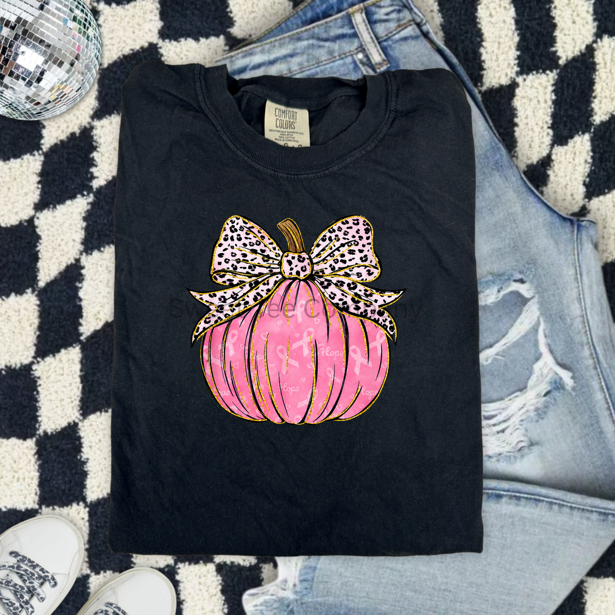 Leopard Bow Pumpkin Breast Cancer Awareness