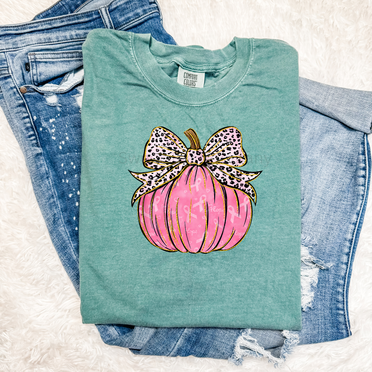 Leopard Bow Pumpkin Breast Cancer Awareness