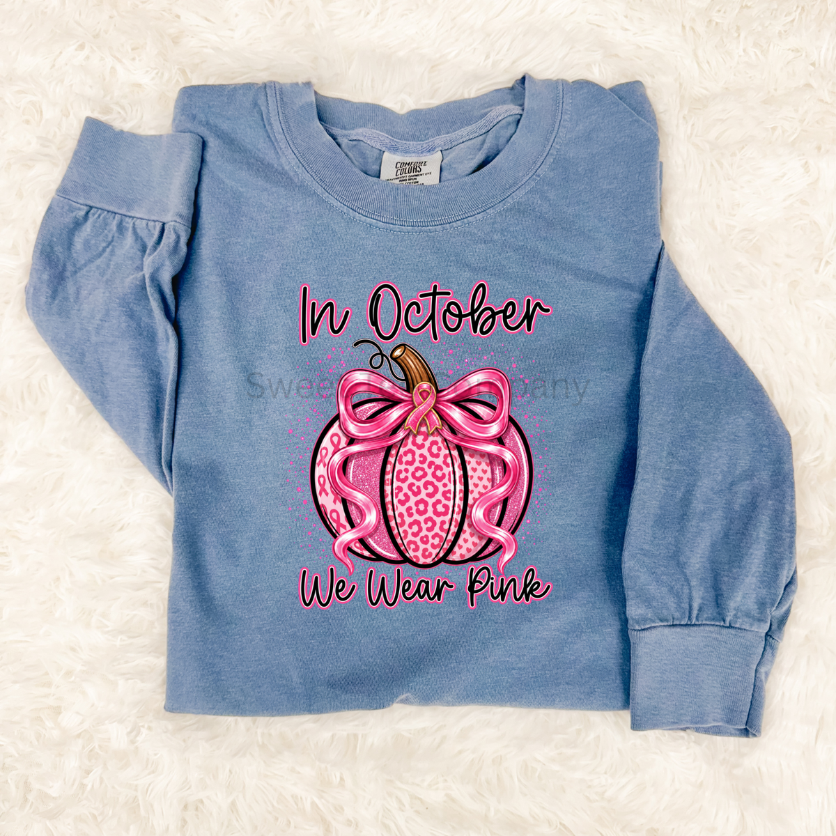 We Wear Pink Ribbon Bow Pumpkin Breast Cancer Awareness
